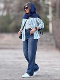 شلوار جین زنانه رگولار (نیم بگ) کد 20272