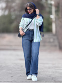 شلوار جین زنانه رگولار (نیم بگ) کد 20272