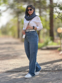 شلوار جین زنانه رگولار (نیم بگ) کد 23262