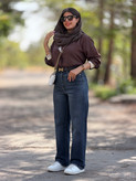 شلوار جین زنانه رگولار (نیم بگ) کد 23383
