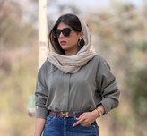 شومیز زنانه پاییزه مدل OCEAN فری سایز کد 23453 رنگ سبز زیتونی تیره