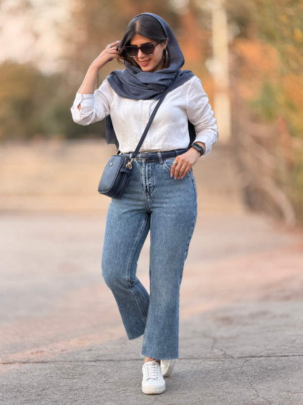 شلوار جین زنانه مدل کراپ فلر کد 24666 قد 90/92