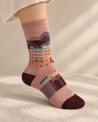 جوراب زنانه ساقدار طرح دار فانتزی نخ پنبه فری سایز (36 تا 41)