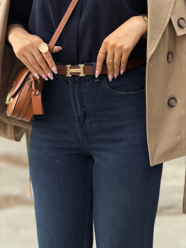 شلوار جین زنانه مدل کراپ استریت (Three Jeans Jackpot Cropped Straight) قد 90 رنگ سورمه ای بلو بلک کد 25082