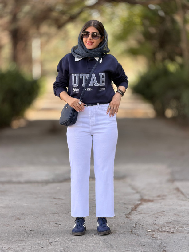شلوار جین زنانه مدل کراپ استریت سفید قد ۹۰ پارچه کتان کبریتی کش