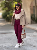 شلوار جین زنانه مدل کراپ استریت زرشکی کد 25398 قد ۹۰ پارچه کتان کبریتی کش